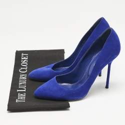 Sergio Rossi Blue Suede Round Toe Pumps Size 38