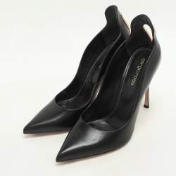 Sergio Rossi Black Leather Pointed Toe Pumps Size 38