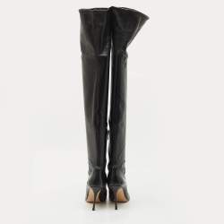 Sergio Rossi Black Leather Knee Length Boots Size 40