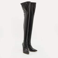 Sergio Rossi Black Leather Knee Length Boots Size 40