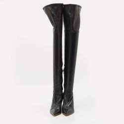 Sergio Rossi Black Leather Knee Length Boots Size 40
