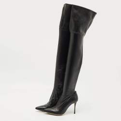 Sergio Rossi Black Leather Knee Length Boots Size 40