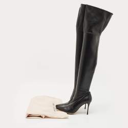 Sergio Rossi Black Leather Knee Length Boots Size 40