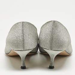 Pre Owned Sergio Rossi Silver Glitter Pointed Toe Pumps Size 41