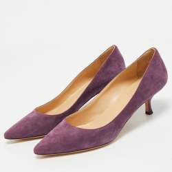 Sergio Rossi Purple Suede Pointed Toe Pumps Size 38