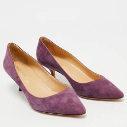 Sergio Rossi Purple Suede Pointed Toe Pumps Size 38