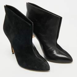 Sergio Rossi Black Suede and Leather Ankle Length Boots Size 38.5