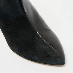 Sergio Rossi Black Suede and Leather Ankle Length Boots Size 38.5