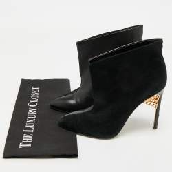Sergio Rossi Black Suede and Leather Ankle Length Boots Size 38.5