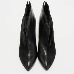 Sergio Rossi Black Suede and Leather Ankle Length Boots Size 38.5