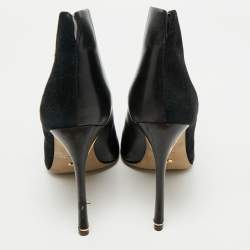 Sergio Rossi Black Suede and Leather Ankle Length Boots Size 38.5