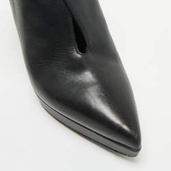 Sergio Rossi Black Leather Studded Ankle Length Platform Boots Size 38
