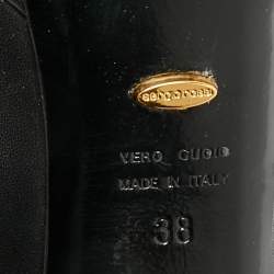 Sergio Rossi Black Leather Studded Ankle Length Platform Boots Size 38