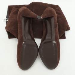 Sergio Rossi Brown Suede Platform Calf Length Boots Size 38