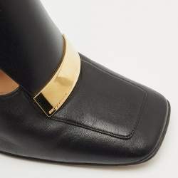 Pre Owned Sergio Rossi Black Leather Block Heel Square Toe Mules Size 41 