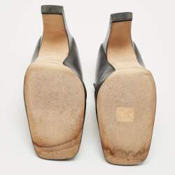 Pre Owned Sergio Rossi Black Leather Block Heel Square Toe Mules Size 41 