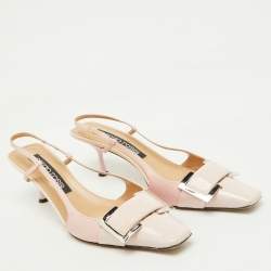 مملوكة مسبقًا Sergio Rossi Light Pink Patent Leather Sr Twenty Slingback Pumps Size 41