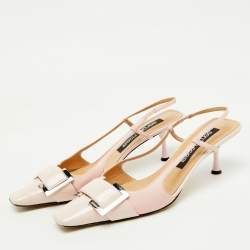مملوكة مسبقًا Sergio Rossi Light Pink Patent Leather Sr Twenty Slingback Pumps Size 41