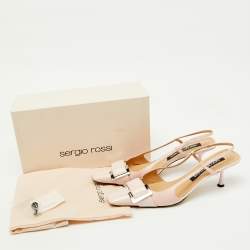 مملوكة مسبقًا Sergio Rossi Light Pink Patent Leather Sr Twenty Slingback Pumps Size 41
