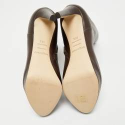 مملوكة مسبقًا Sergio Rossi Dark Brown Leather Zip Ankle Length Boots Size 38.5