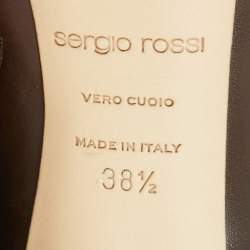 مملوكة مسبقًا Sergio Rossi Dark Brown Leather Zip Ankle Length Boots Size 38.5