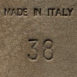 Pre Owned Sergio Rossi Brown/Beige Patent and Leather T Strap Platform Sandals Size 38