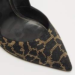 Pre Owned Sergio Rossi Black Suede Crystal Embellished Pointed Toe  Pumps Size 39