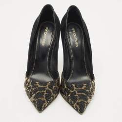 Pre Owned Sergio Rossi Black Suede Crystal Embellished Pointed Toe  Pumps Size 39