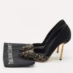 Pre Owned Sergio Rossi Black Suede Crystal Embellished Pointed Toe  Pumps Size 39