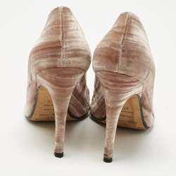 Pre Owned Sergio Rossi Beige Velvet SR1 Crystals Pumps Size 38.5