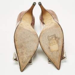 Pre Owned Sergio Rossi Beige Velvet SR1 Crystals Pumps Size 38.5