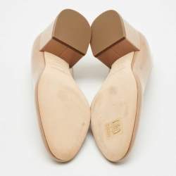 مملوكة مسبقًا Sergio Rossi Beige Patent Leather Block Heel Pumps Size 34.5