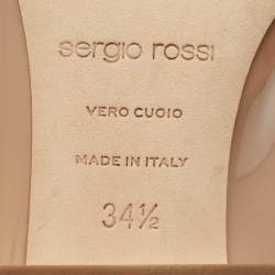 مملوكة مسبقًا Sergio Rossi Beige Patent Leather Block Heel Pumps Size 34.5