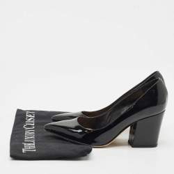 Pre Owned Sergio Rossi Black Patent Leather Block Heel Pumps Size 34