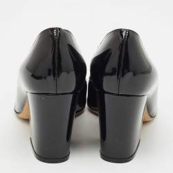 Pre Owned Sergio Rossi Black Patent Leather Block Heel Pumps Size 34