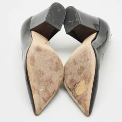 Pre Owned Sergio Rossi Black Patent Leather Block Heel Pumps Size 34