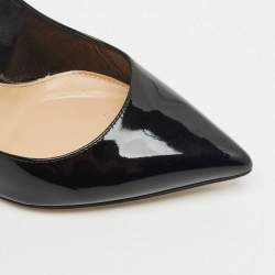 Pre Owned Sergio Rossi Black Patent Leather Block Heel Pumps Size 34