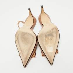 Pre Owned حذاء كعب عالي سيرجيو روسي سكاربي دونا جلد لامع أبيض فتحة كعب نعل سميك مقاس 37.5