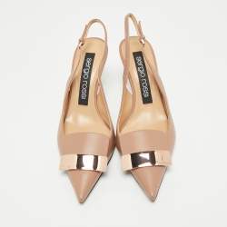 Pre Owned حذاء كعب عالي سيرجيو روسي سكاربي دونا جلد لامع أبيض فتحة كعب نعل سميك مقاس 37.5