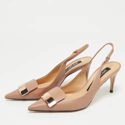 Pre Owned حذاء كعب عالي سيرجيو روسي سكاربي دونا جلد لامع أبيض فتحة كعب نعل سميك مقاس 37.5