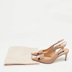 Pre Owned حذاء كعب عالي سيرجيو روسي سكاربي دونا جلد لامع أبيض فتحة كعب نعل سميك مقاس 37.5