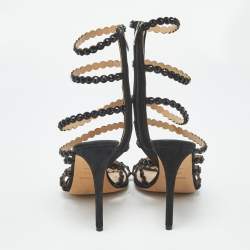 Pre Owned Sergio Rossi Black Suede Crystal Embellished Ankle Strap Sandals Size 39
