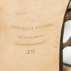 Pre Owned Sergio Rossi Black Suede Crystal Embellished Ankle Strap Sandals Size 39