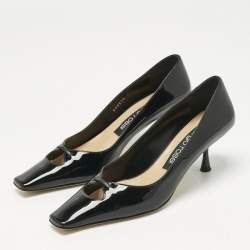 مملوكة مسبقًا حذاء كعب عالي سيرجيو روسي جلد رمادي وبراءات اختراع مقدمة مربعة مقاس 37