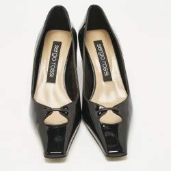 مملوكة مسبقًا حذاء كعب عالي سيرجيو روسي جلد رمادي وبراءات اختراع مقدمة مربعة مقاس 37