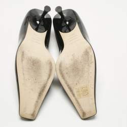 مملوكة مسبقًا حذاء كعب عالي سيرجيو روسي جلد رمادي وبراءات اختراع مقدمة مربعة مقاس 37