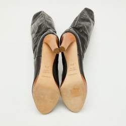 Pre Owned Sergio Rossi Black Perforated Leather Calf Length Boots Size 38.5