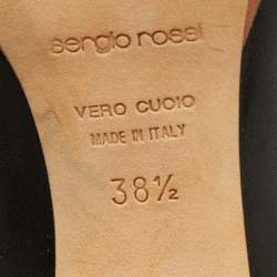 Pre Owned Sergio Rossi Black Perforated Leather Calf Length Boots Size 38.5