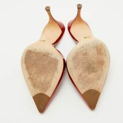 Pre Owned Sergio Rossi Red Patent Leather Pointed Toe Mules Size 35.5