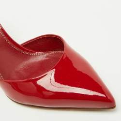 Pre Owned Sergio Rossi Red Patent Leather Pointed Toe Mules Size 35.5